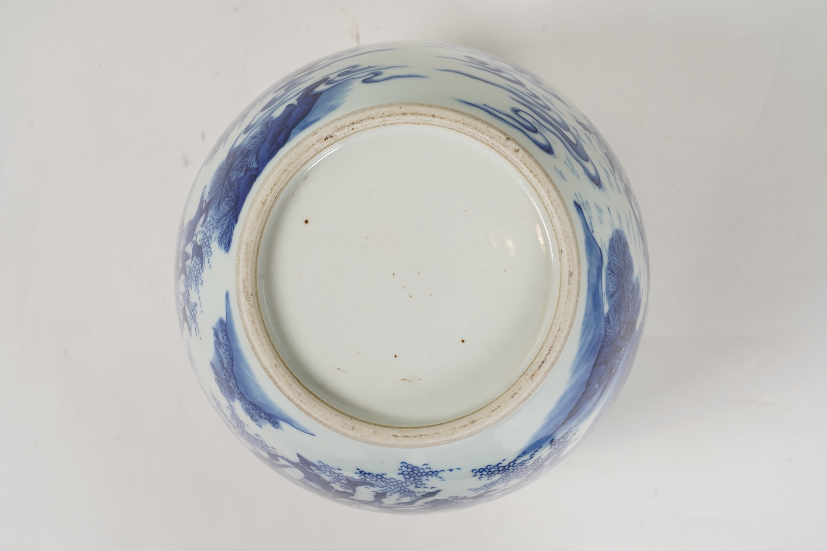 A Chinese blue and white lantern shaped vase, probably Chongzhen period